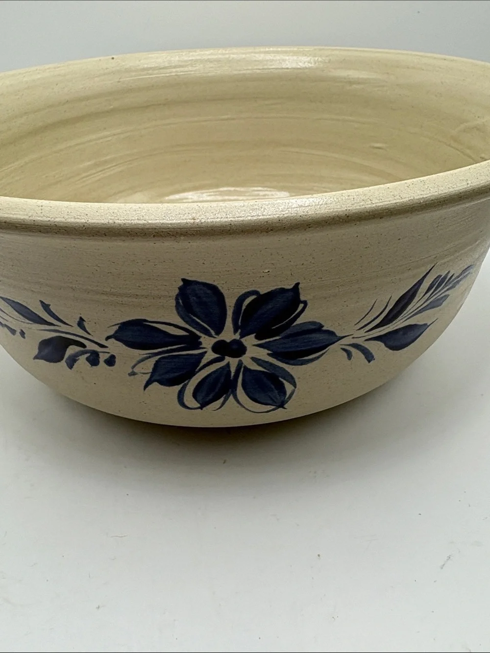 Williamsburg Pottery Rare Beautiful Bowl with Blue Floral Motif